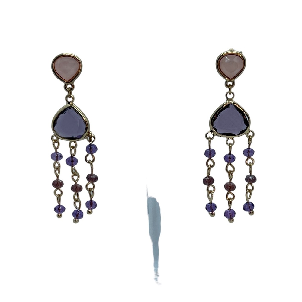 Purple & Pink Crystal Chandelier Earrings